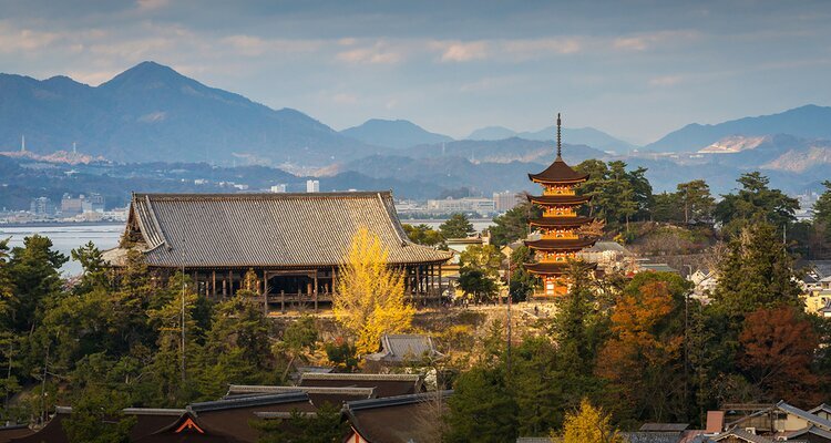 Sunset View of Itsukushima Shrine in Miyajima