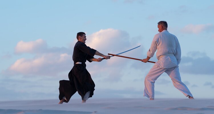 Take photos outdoors while dressed in samurai attire.