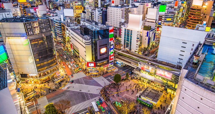 The bustling Shibuya in Tokyo