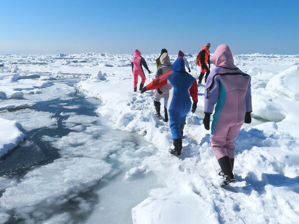 Walking on drift ice