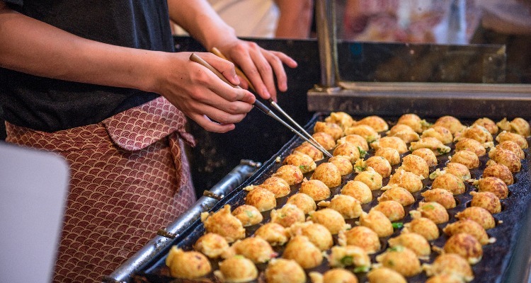 Sample takoyaki in Osaka