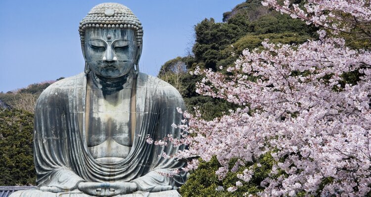 the ancient Great Buddha in Kamakura