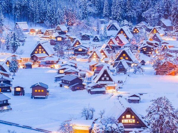 Immerse yourself in the magical winter landscape of Shirakawa-go