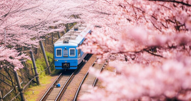Shinkansen im Frühling