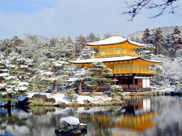 The winter scene of Kinkaku-ji