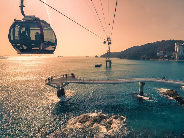 Thrill to a breathtaking cable car ride high above Busan's sparkling sea