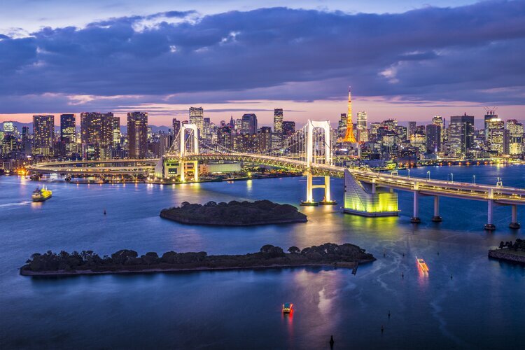 Odaiba Rainbow Bridge aerial