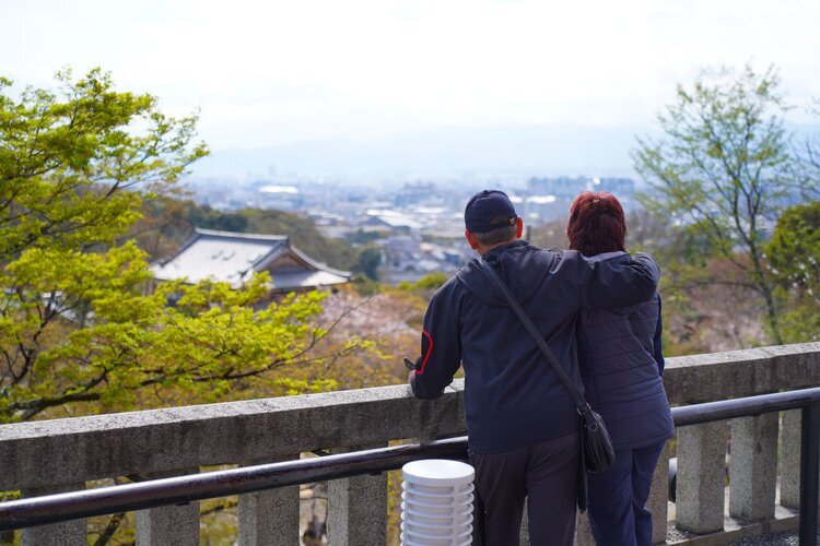 Travelers in Kyoto in April