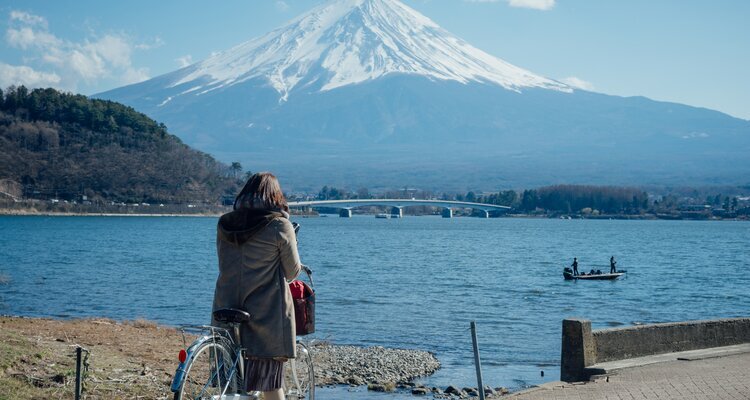 Biking in Lake Kawaguchi