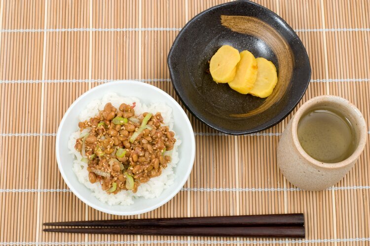Japanese Food, Japanese Fermented soybeans(Natto) on the Rice Named Natto Gohan