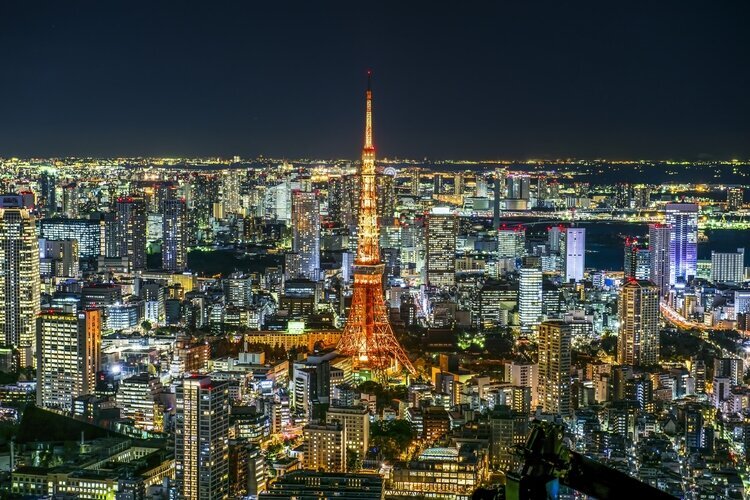 The view of Tokyo at night from a bar in Roppongi