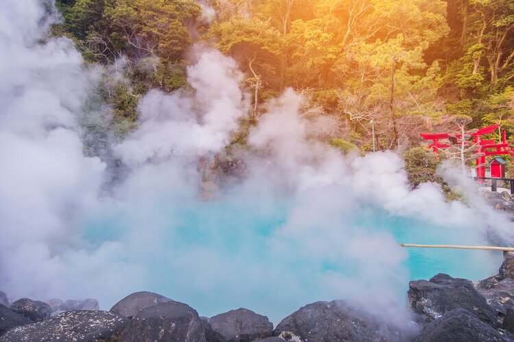 Heiße Quelle in Umi-Jigoku in Beppu