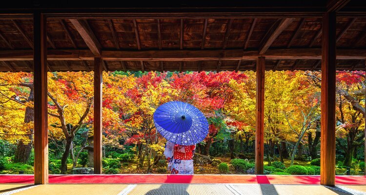kimono Enkoji temple, Kyoto, Japan