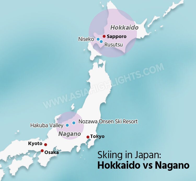 hokkaido vs nagano, skiing