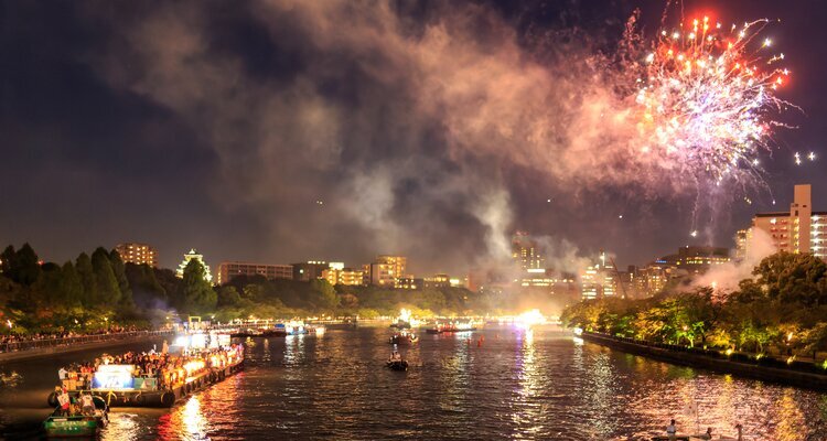 The nighttime river parades and the fireworks
