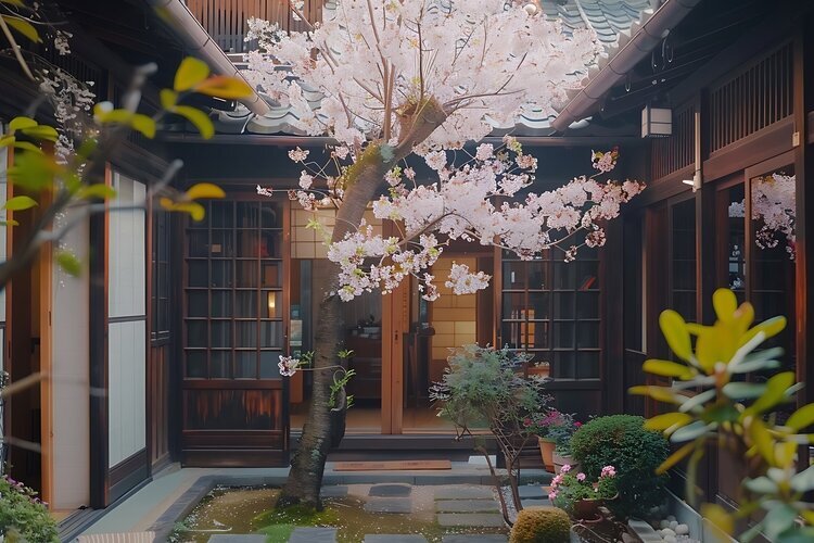 Japanisches Ryokan Kirschblüten