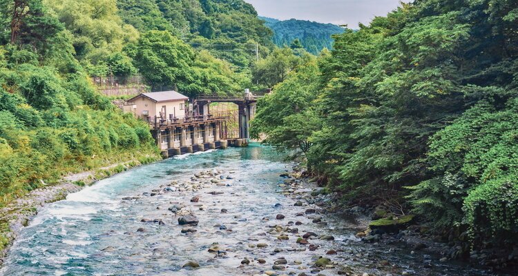 View of Kinugawa river near Kinugawa Onsen Hotel
