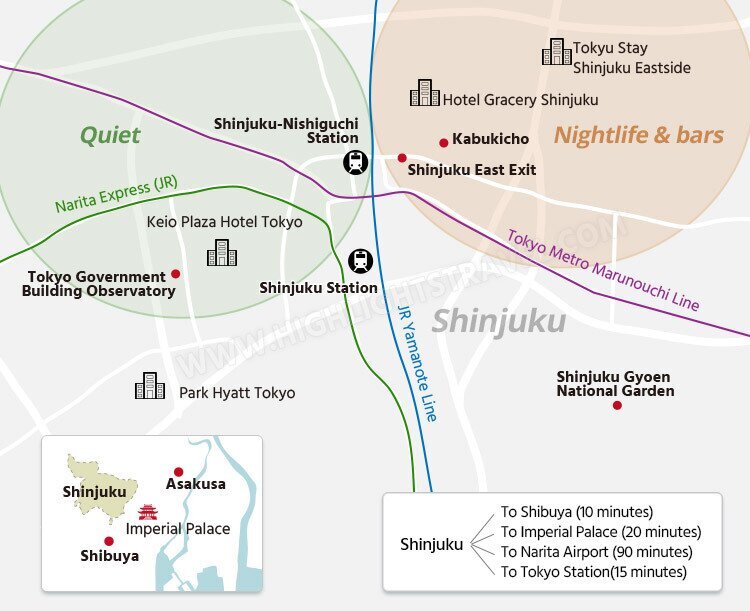 where to stay in Shinjuku map
