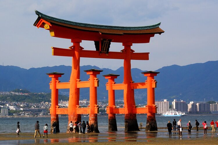 You can walk under the torii gate when the tide is low