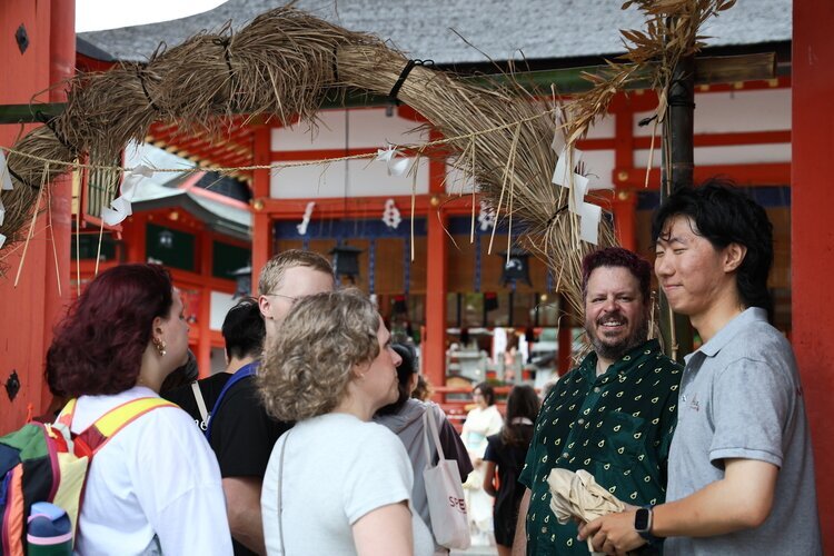 Family visit a temple in Tokyo, Japan