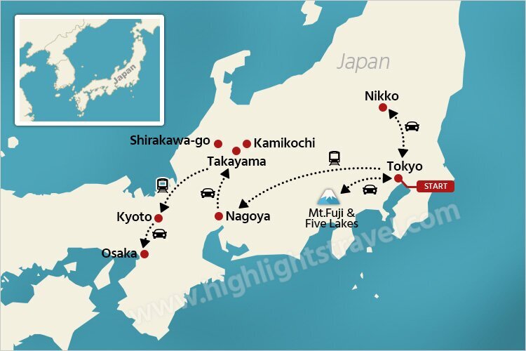 japan autumn itinerary map