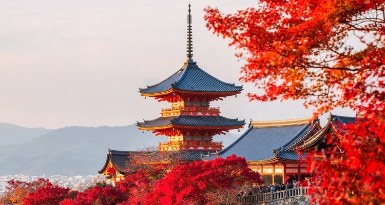 Kiyomizudera (Pure Water Temple) covered by fall colors