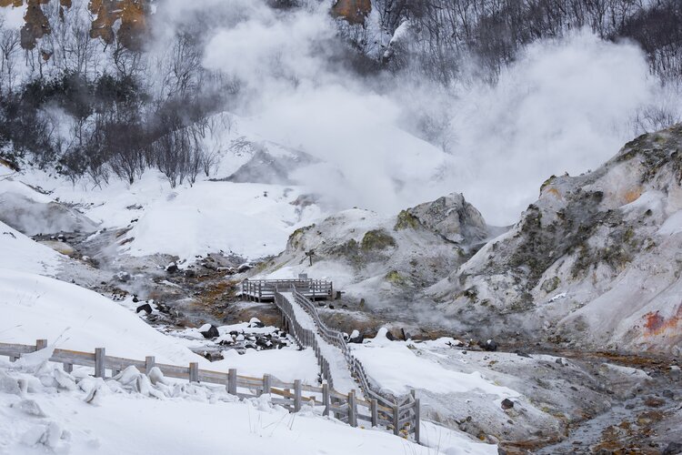 Snow-covered Jigokudani (Hell Valley)