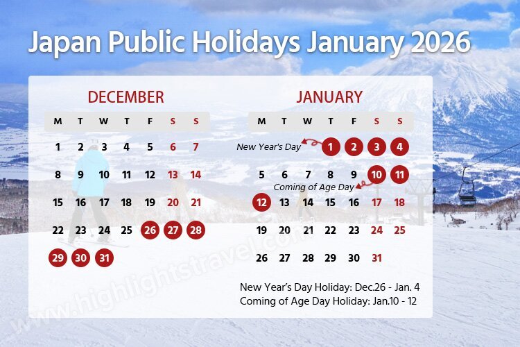 Japan public holiday January schedule