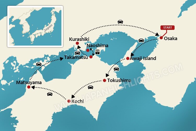 7-Day Shikoku Itinerary Map