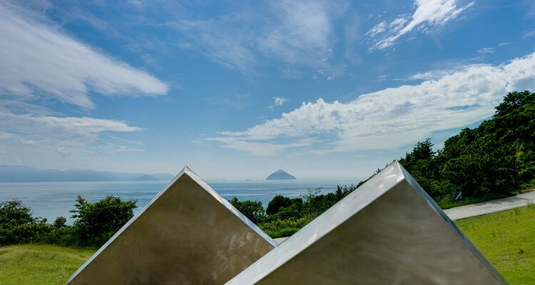 Naoshima Island view Towards Ocean with Clouds and Sky and Forest
