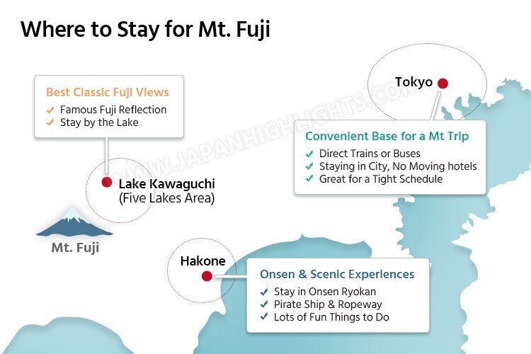 where to stay in Mt Fuji map