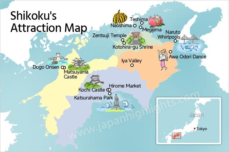 Shikoku Attraction Map