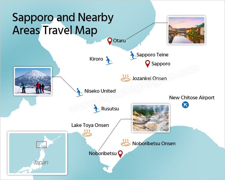 Sapporo and nearby areas travel map