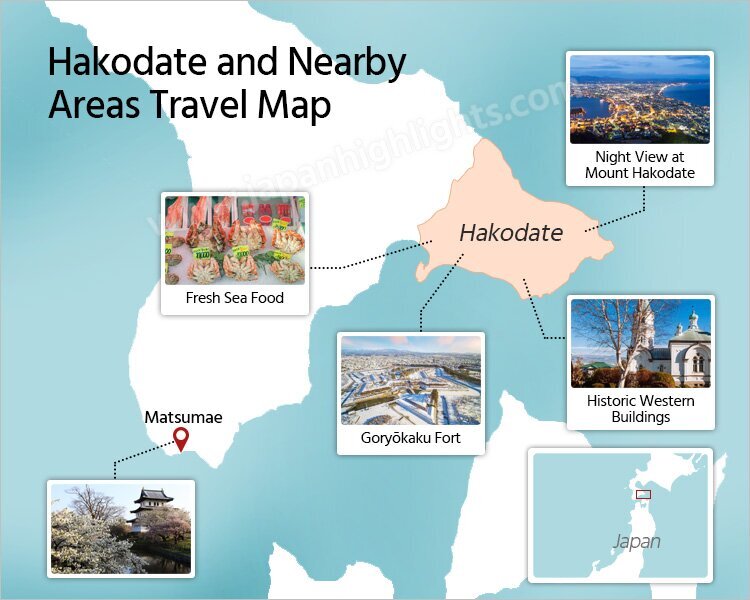 Hakodate and nearby areas travel map