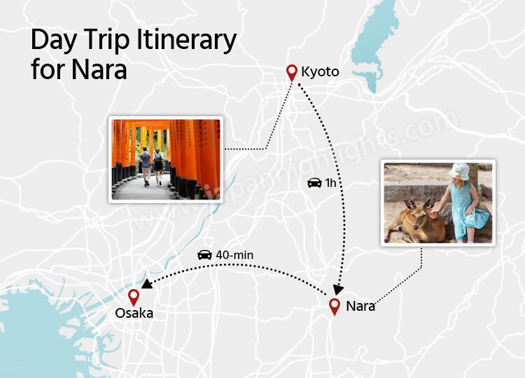Nara Day Trip Itinerary Map, Nara Travel Map