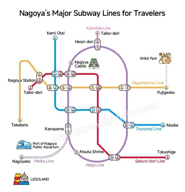 Nagoya subway travel map