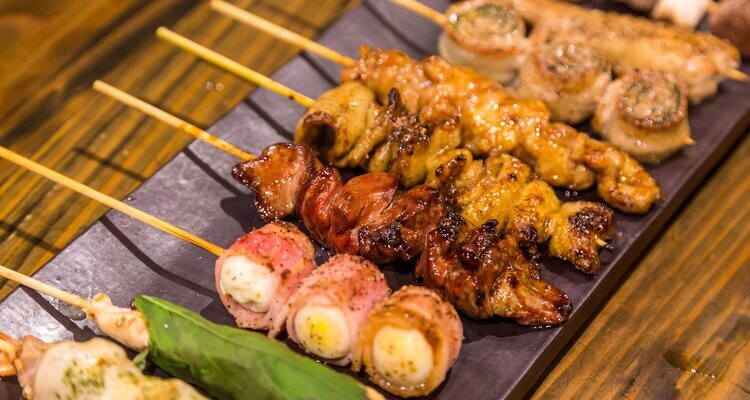 traditional japanese bbq grilled chicken - Yakitori
