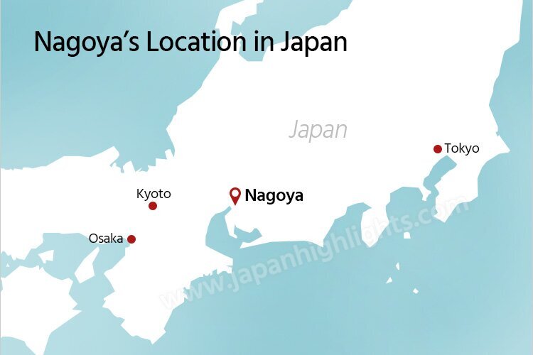 Nagoya location map, Nagoya travel map