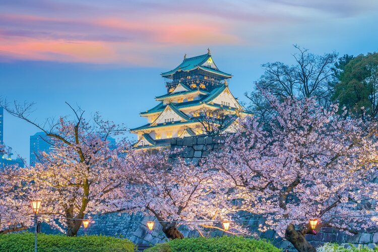 Osaka Castle in the early evening