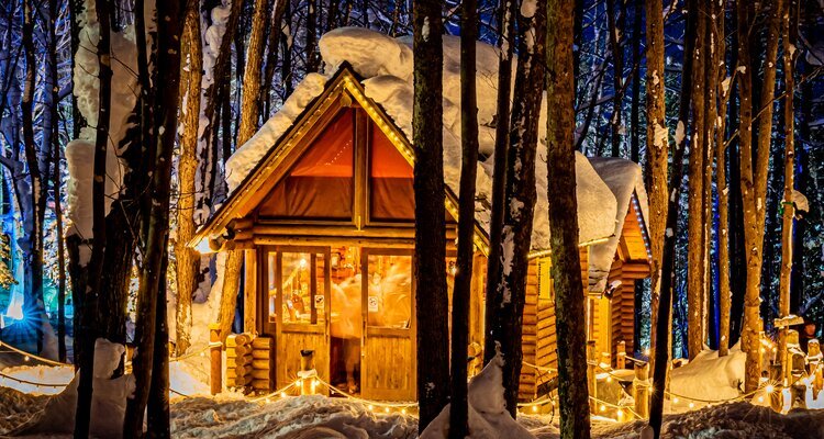 Winter Night Illumination at Ningle Terrace in Furano, Hokkaido