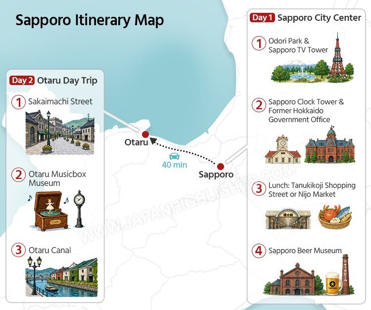 Sapporo-Itinerary-Map