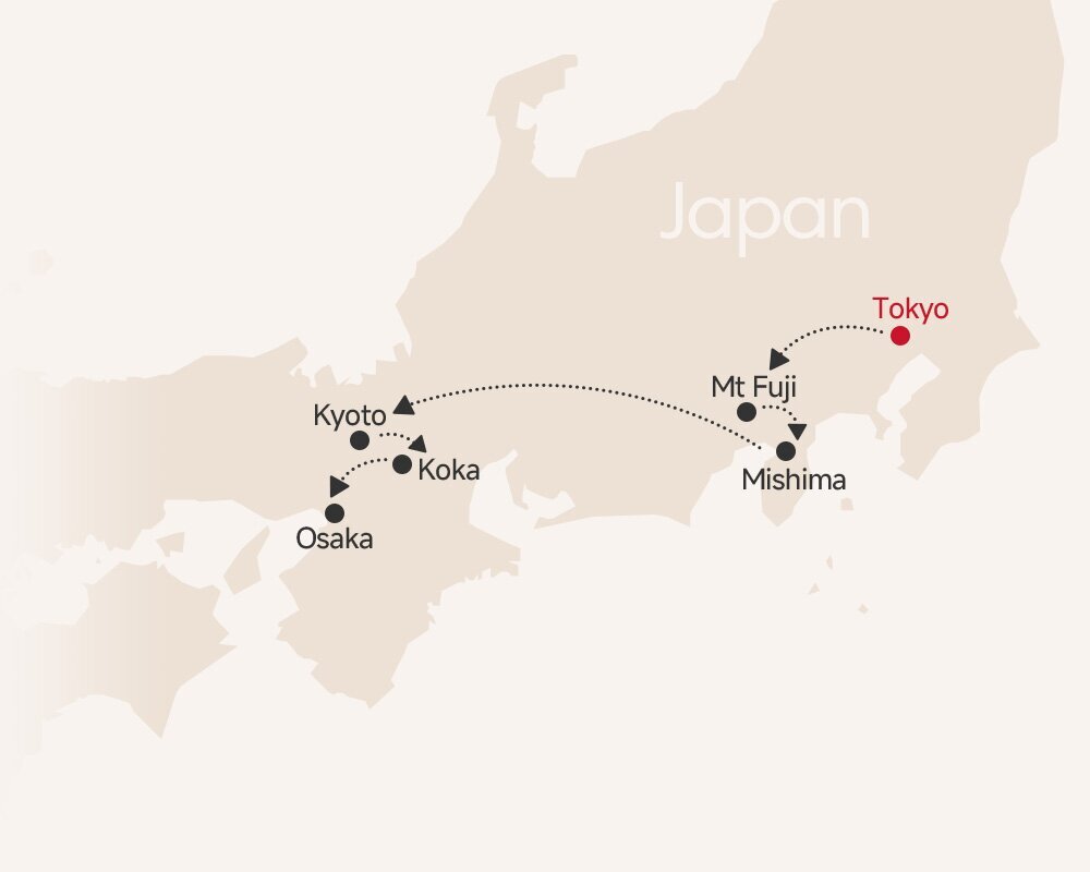 10-Day Japan Family Tour: Samurai & Ninja Adventure map