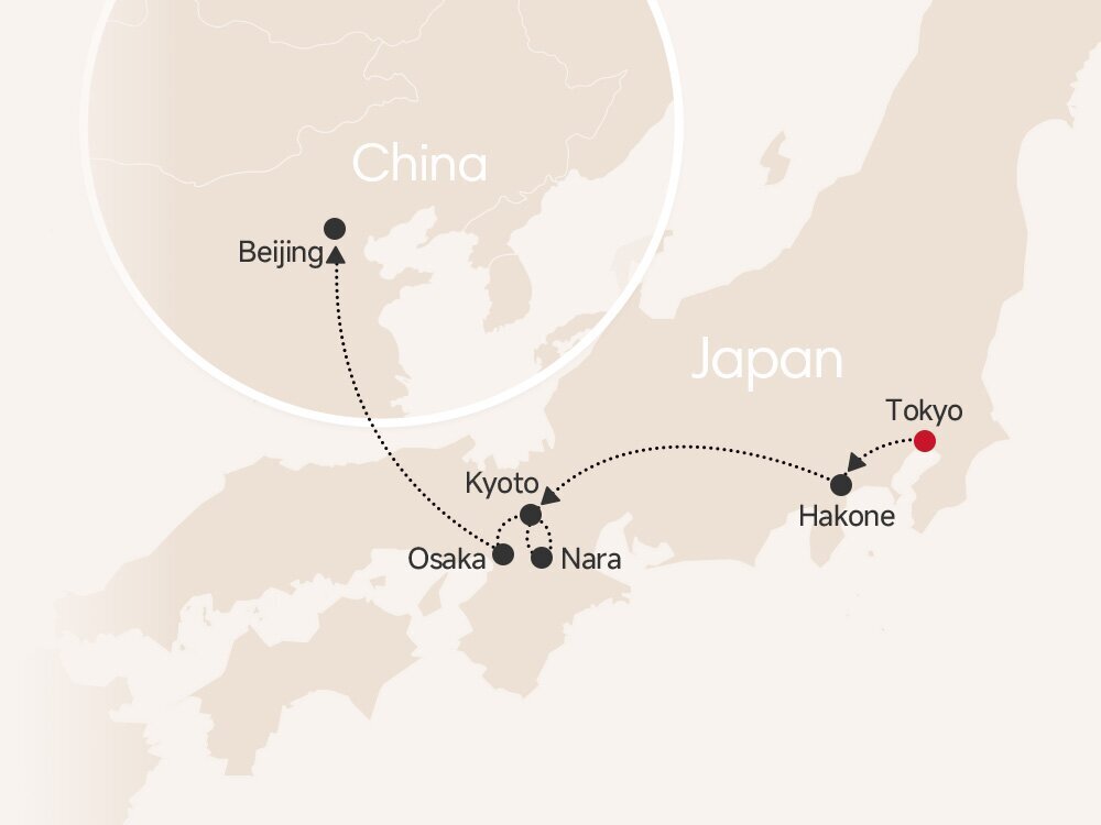 13-Day Japan-China Visa Free Adventure map