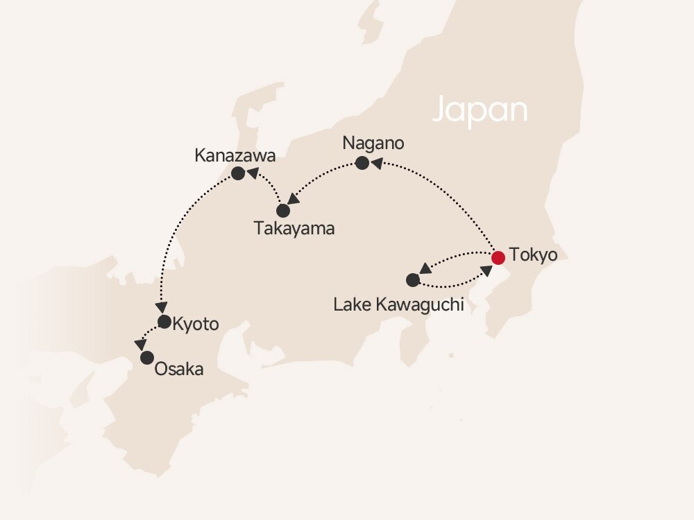 12-Day Japan Winter Tour map