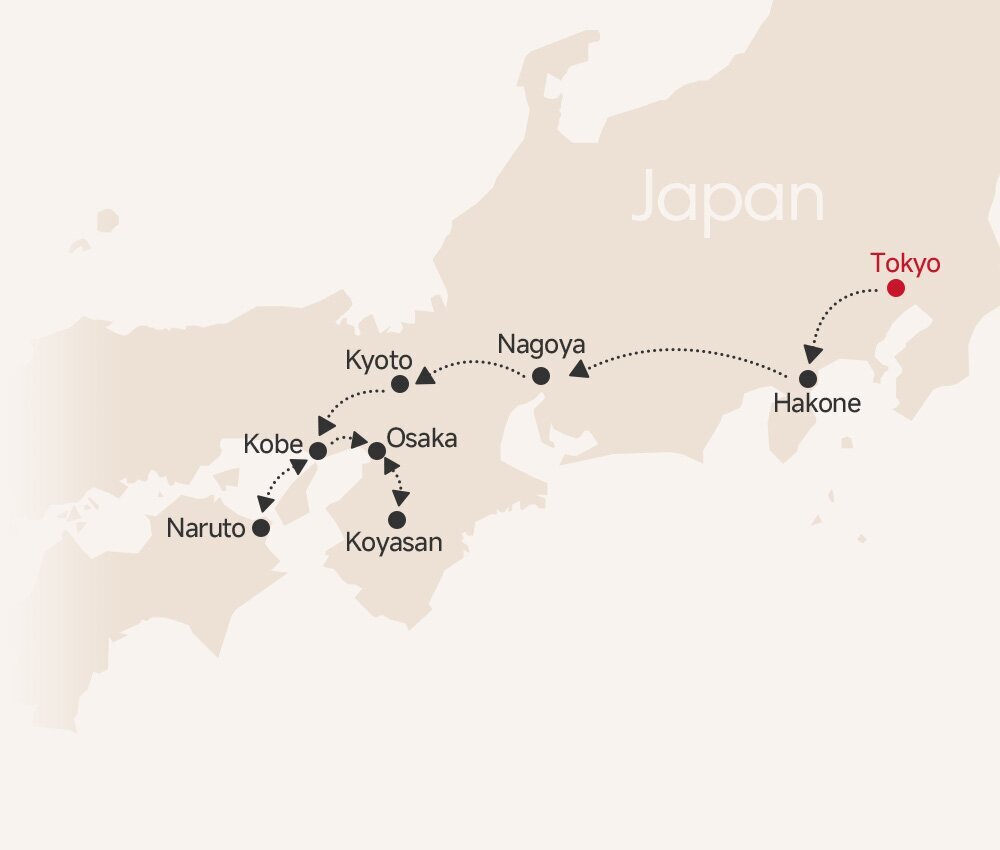 3-Week Grand Japan Pilgrimage Tour map