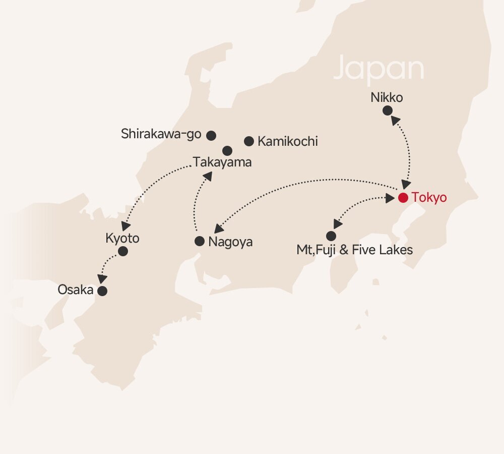 15-Day In-Depth Japan Autumn Tour map