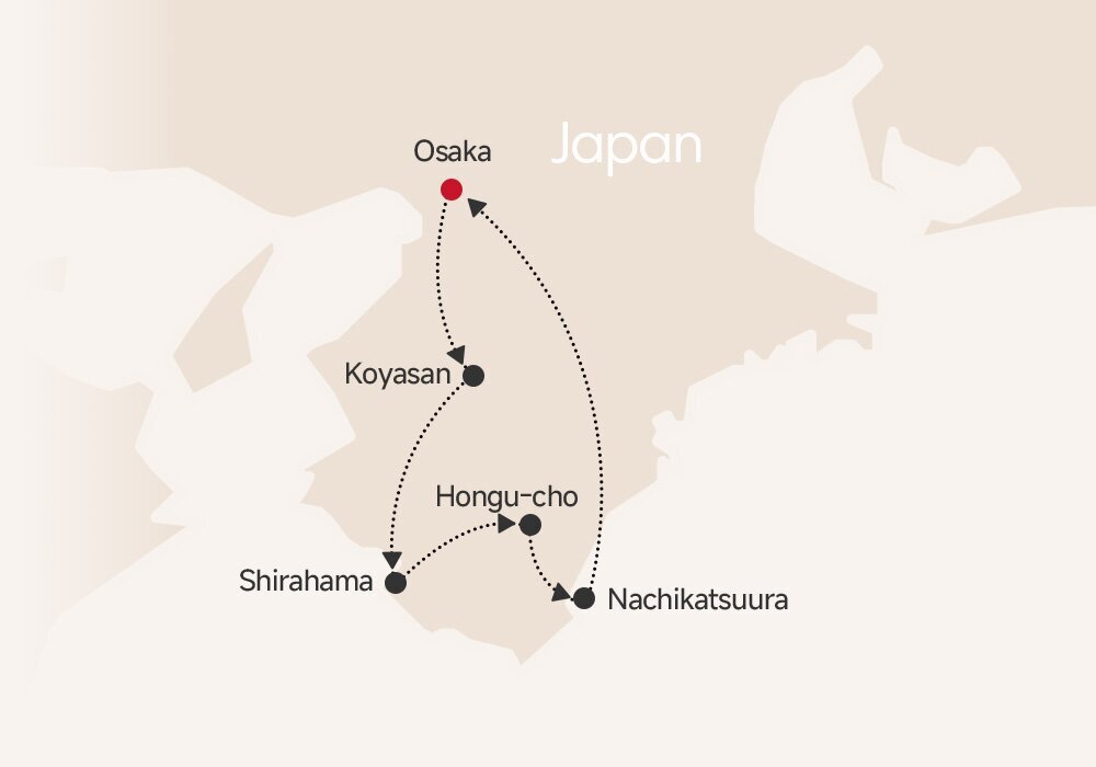 4-Day Koyasan and Kumano Kodo Walking Tour map