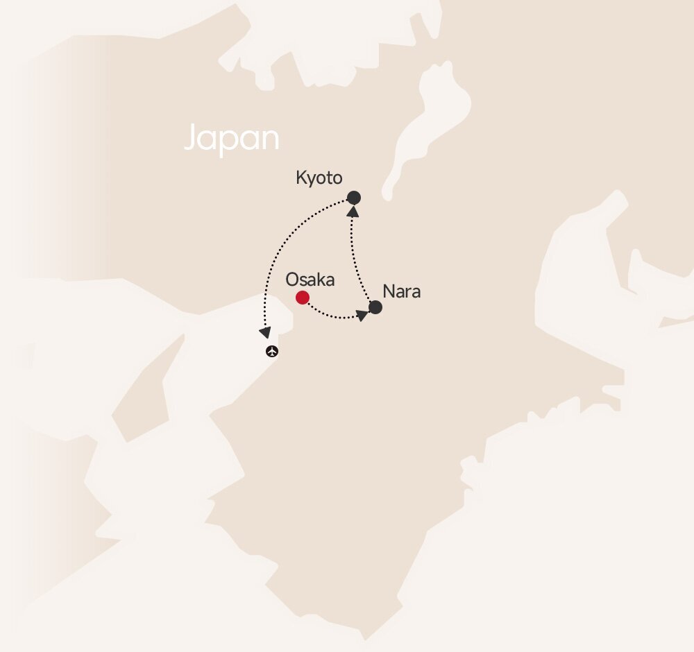 7-Day Osaka and Kyoto Family Tour map