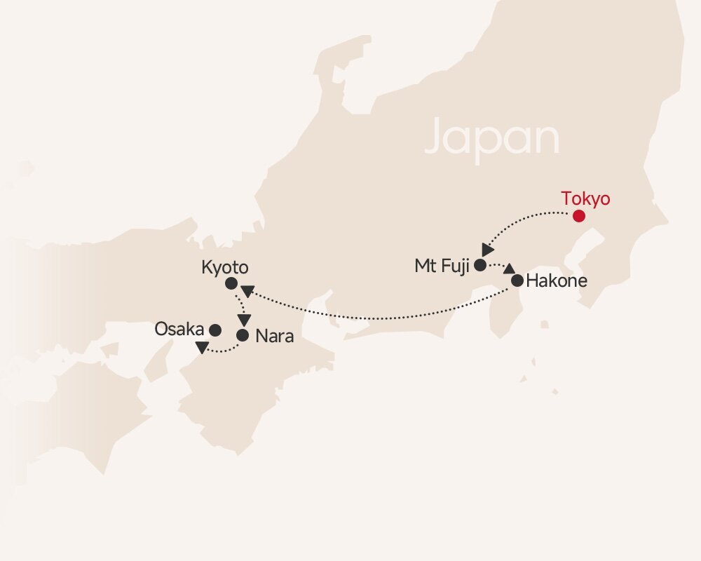 11-Day Japan Autumn Splendor Tour map