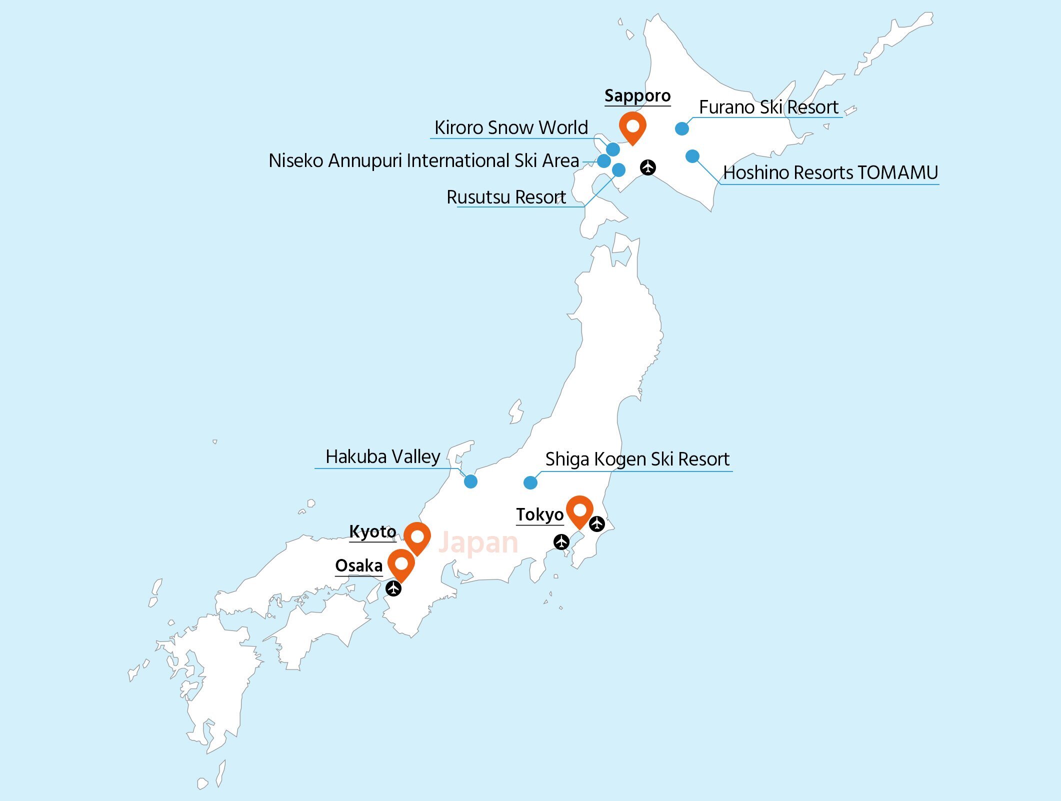 Japan Ski map